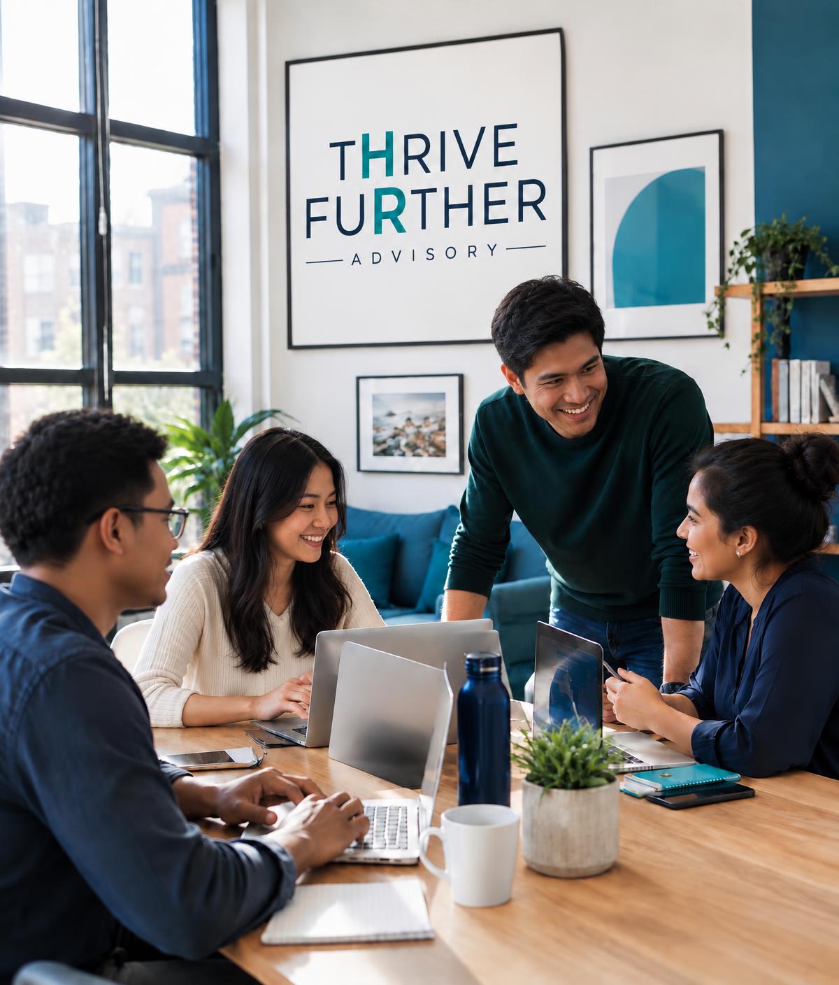 Startup team collaborating in a bright office